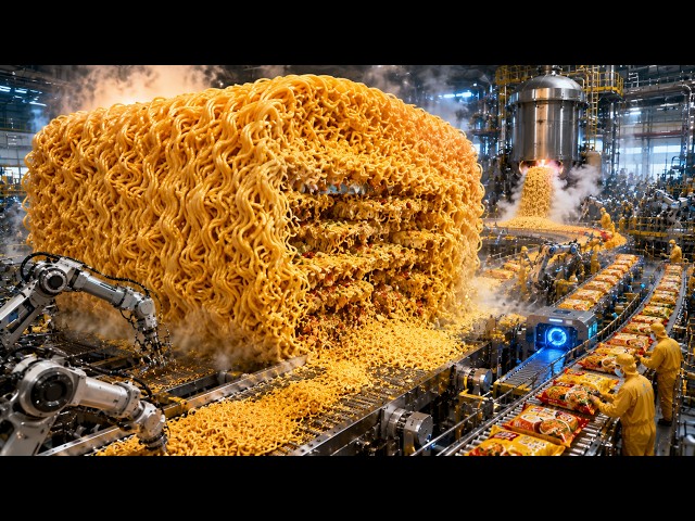 How It's Made: Instant Noodle Manufacturing Process in Mega Factories