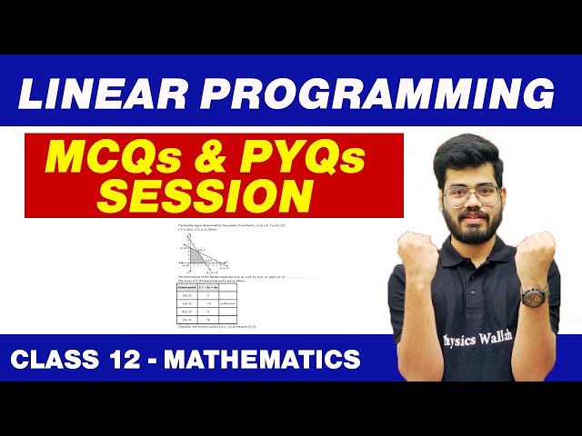 Linear Programming : MCQs and PYQs Session | Class 12 NCERT
