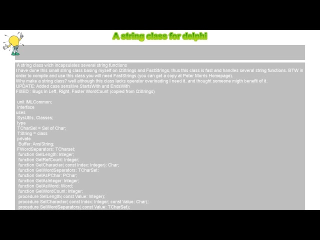 How to : A string class for delphi