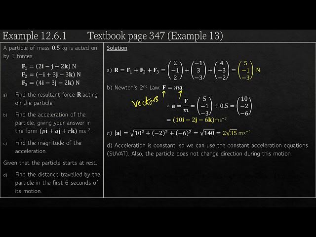 A2 Maths Pure Chapter 12 Vectors Example 12.6.1