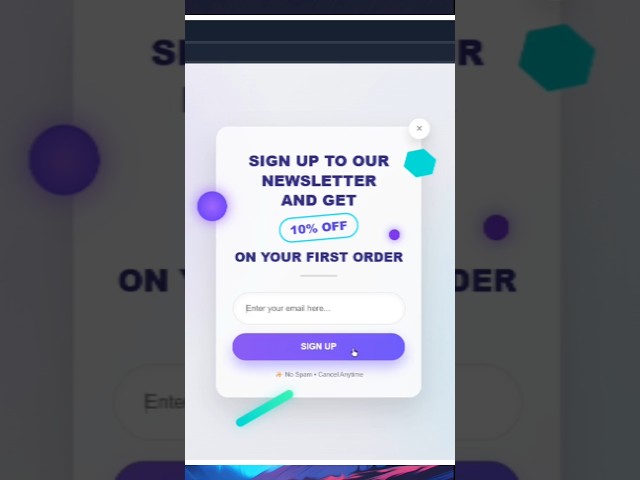 Modern Glassmorphism Newsletter Popup UI ✨ HTML & CSS #Shorts #codingtutorial