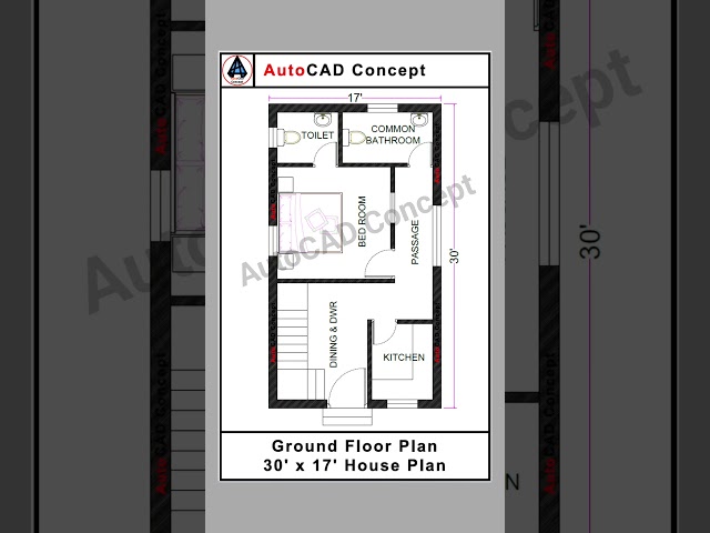 Civil engineering drawing | 30 x 17 house plan | 1bhk house plan design | floor plan #home #1bhk