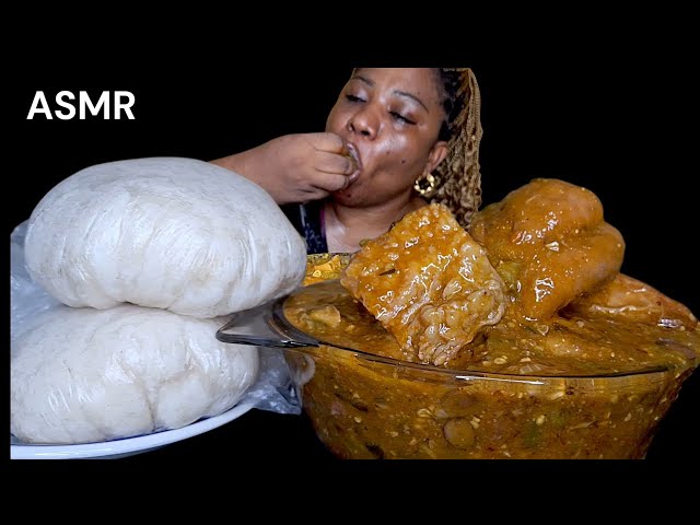 African food mukbang fufu with ogbono and okra soup mukbang 