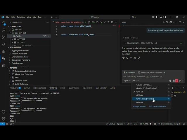 How to manage Oracle DB with chatgpt