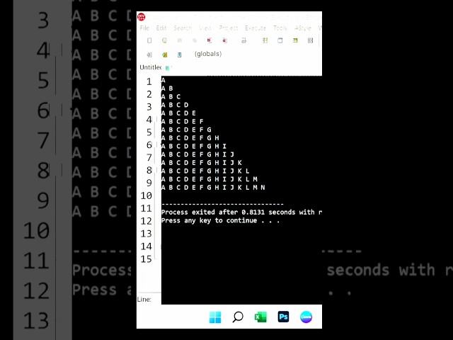 C++ Alphabet Triangle Pattern Program | Print A B C Pattern Using Nested Loops