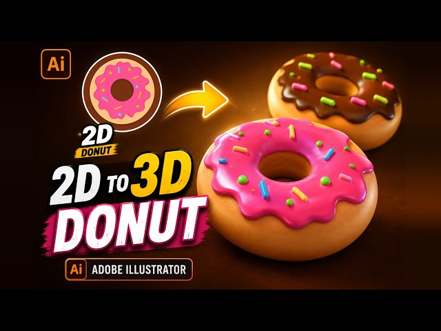How to Create a Realistic 3D Donut in Adobe Illustrator | Step-by-Step Tutorial