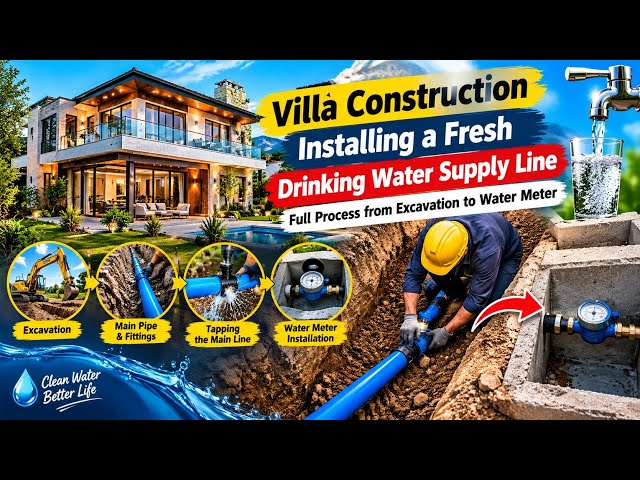 Villa Construction: Drinking Water Connection | Full Process from Excavation to Water Meter