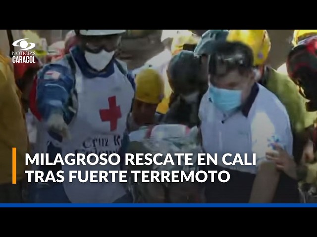 Imágenes del primer sobreviviente rescatado en Cali tras fuerte terremoto en Colombia