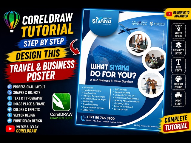 CorelDRAW Tutorial | Professional Travel & Business Poster Design Step by Step | CorelDRAW