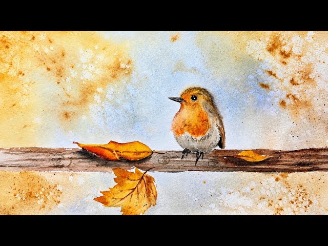 Easy Autumn Bird Watercolor Painting | Step-by-Step for Beginners