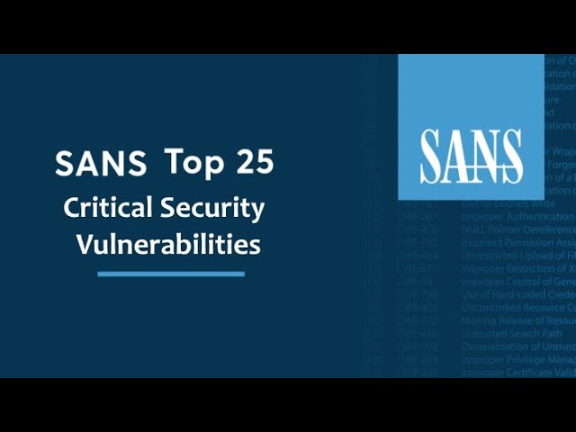 SANS Top 25: A Developer’s Guide to Secure Coding