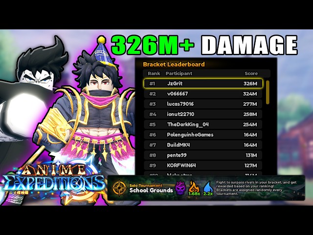 TOP #1 (326M+ DMG) TOURNAMENT STRATEGY - Anime  Expeditions ROBLOX (SEASON 5 SOLO TOURNEY)