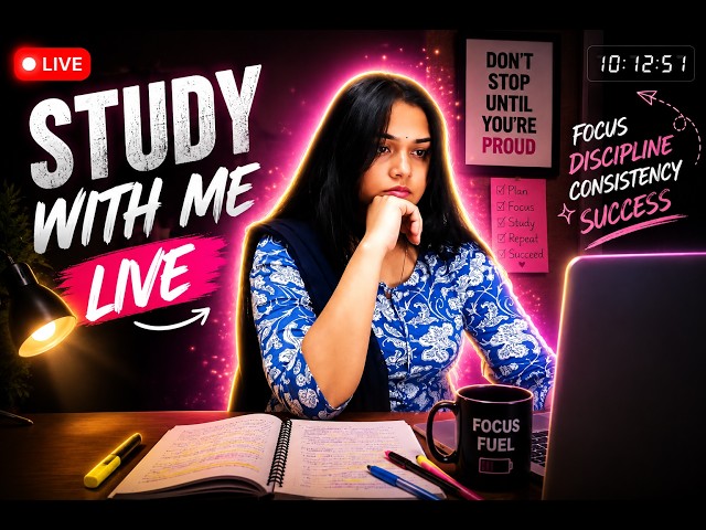 🔴 LIVE Study With Me 📚 | Day 30/365 | Rain Drop music | Pomodoro 40/10 | Real-Time Focus Session
