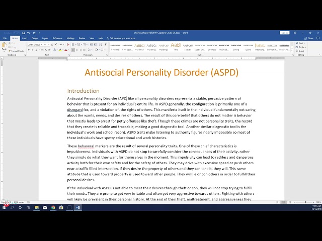 Word 365/2019 Writing a Research Paper