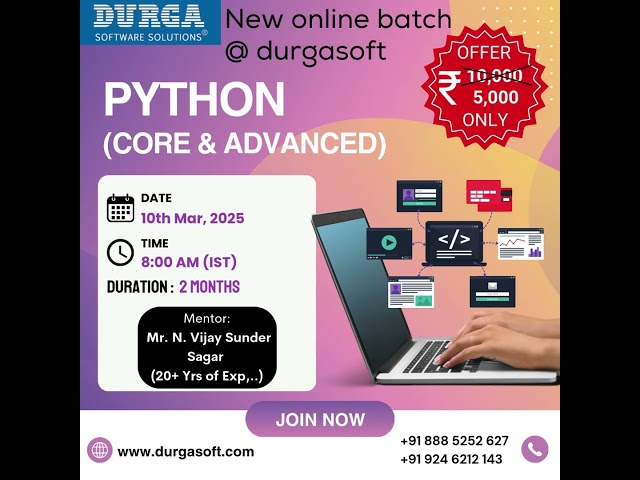 🐍 Python Online Training (Core & Advanced) – Learn from Experts @ DURGASOFT | Limited Offer! 🚀