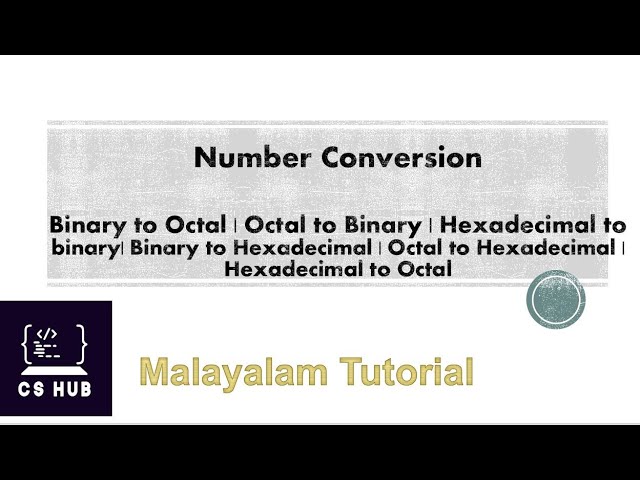 Conversion between base x to base y | Octal, Hexadecimal and binary | Number conversion Malayalam
