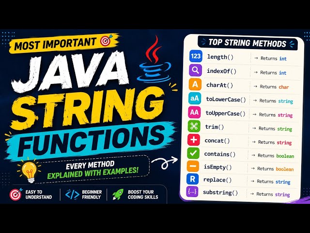 Java String Functions Explained with Examples | Don't Go to your interview without these•••
