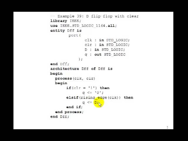 Lesson 64 - Example 39: D Flip-Flops in VHDL