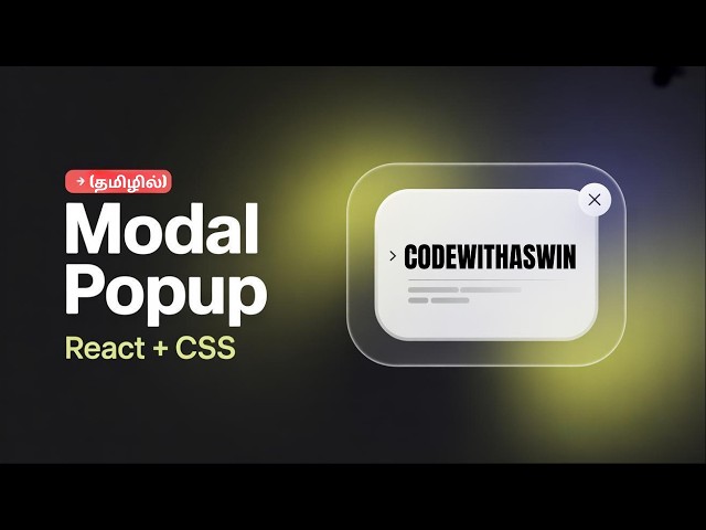 Build a Clean Modal Popup in React 🔥 | Responsive UI with CSS 😱 | CodeWithAswin | Tamil