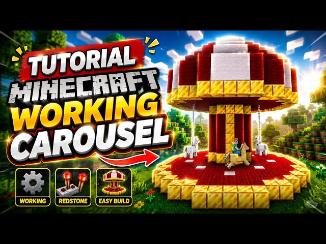 Minecraft Working Carousel Tutorial 🎠 | Easy Redstone Build | Java