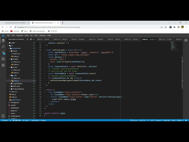 React JS | Coding Practice 29 Authentication Functionality | CCBP NxtWave