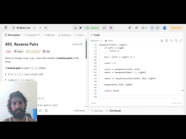 LeetCode 493 Reverse Pairs | Merge Sort + Two Pointers Explained in Python