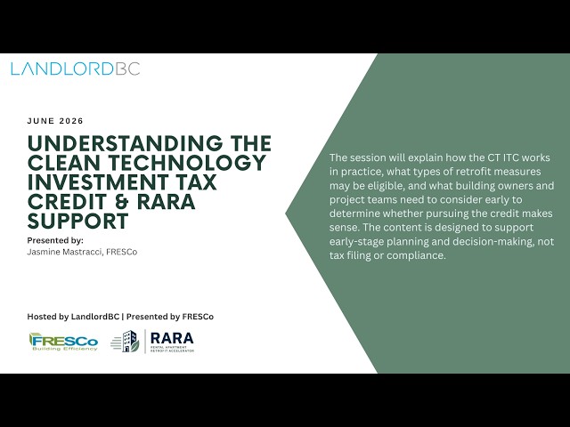 Understanding the Clean Technology Investment Tax Credit & RARA Support | LandlordBC