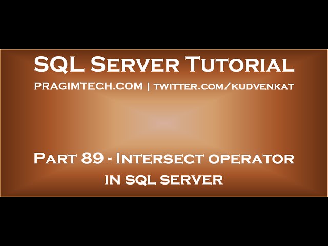 Intersect operator in sql server