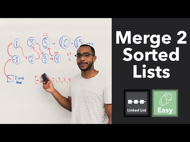 Merge 2 Sorted Lists - A Fundamental Merge Sort Subroutine ("Merge Two Sorted Lists" on LeetCode)