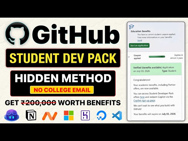 GitHub Student Developer Pack Apply FREE ( Legal Method 2026 ) | Get Copilot Pro, Domains, Notion Ai