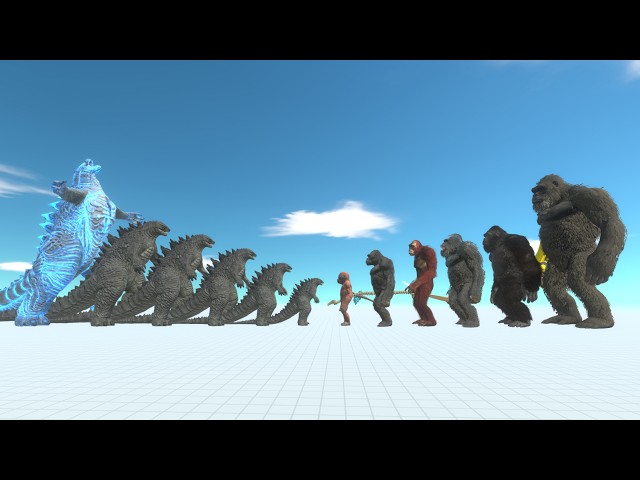Evolution Kong 2024 VS Growing Size Godzilla 2014 - Animal Revolt Battle Simulator