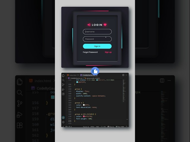 Amazing Glowing Login Form UI ⚡ HTML CSS #html #css #uidesign  #shorts