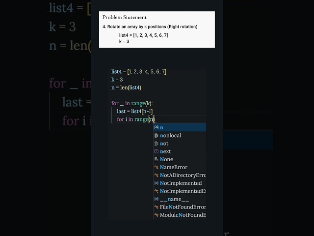 Problem Statement Array / List Python #shorts #youtubeshorts #coding #dsa
