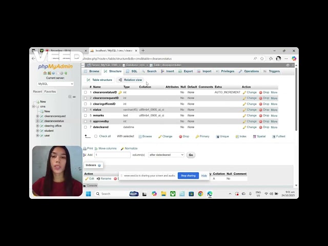 Database setup and Table Creation