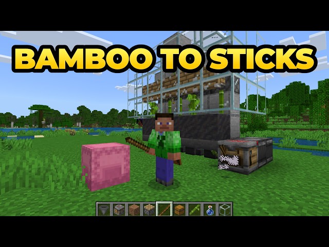 Easy Automatic Bamboo Stick Farm | Minecraft Bedrock