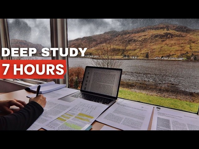 12+ HOUR STUDY WITH ME on A RAINY DAY 🎓  Scottish Highlands | Pomodoro | Deep Work Mode | No Music