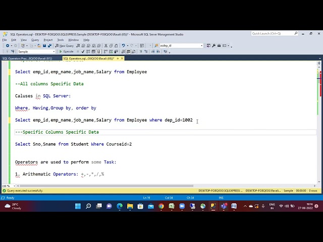 Day06   SQL Operators 27 06 2022