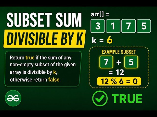 Subset Sum Divisible by K | GFG Medium Problem | Dynamic Programming | Java Solution