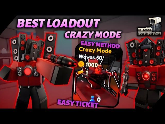 ( NEW ! ) HOW TO BEAT CRAZY MODE !! 3 SLOTS [ ALLIANCE TOWER DEFENSE ] #skibiditoilet #towerdefense