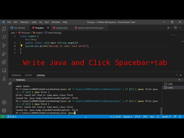 Could not find or load main class. Java program error caused by java.lang.classnotfoundException
