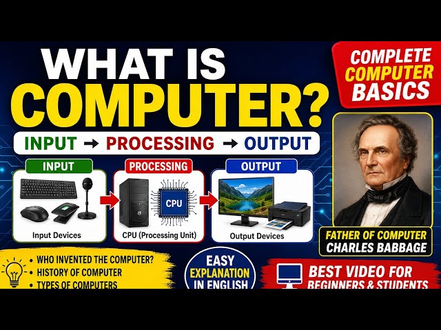 What is Computer?, Input,Output, Who Invented the Computer? Complete Computer Basics for Beginners 