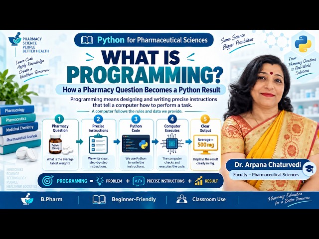 1.9 What Is Programming? | Python for B.Pharm | How a Pharmacy Question Becomes a Python Result