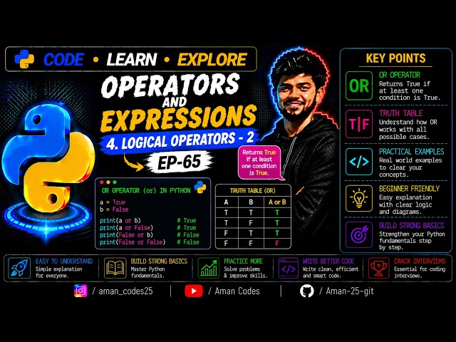 Operators and Expressions | 4.Logical Operators(2.or Operator) | Ep-65