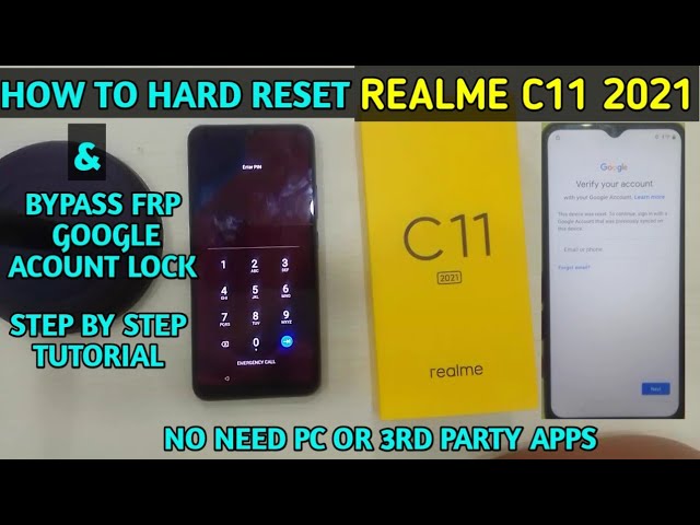 How to hard reset Realme C11 2021 and bypass FRP or google acount lock step by step tutorial