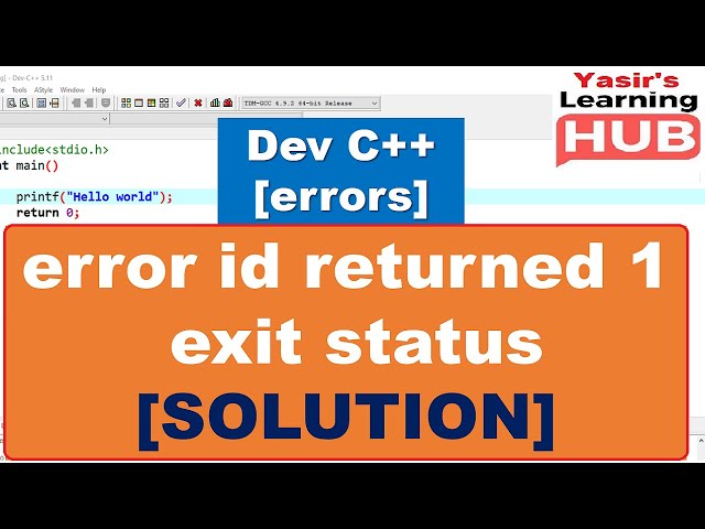 Error id returned 1 exit status dev c++ SOLUTION | id returned 1 exit status error [SOLVED] in hindi