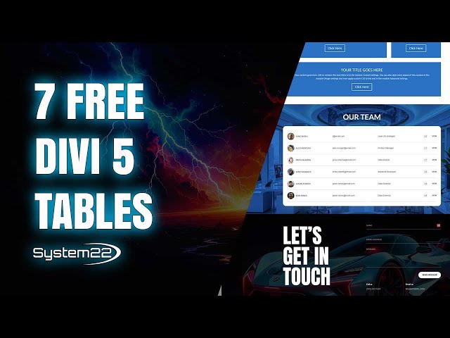 Divi 5 Free Table Designs – Download 7 Stunning Tables Instantly