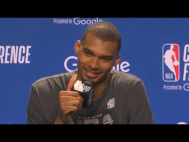 Wemby reacts to Game 7 win vs OKC & advancing to NBA Finals - Postgame interview