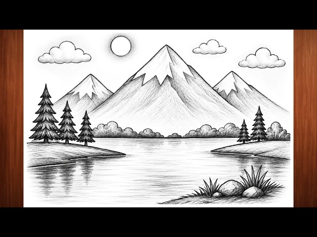 Learn How to Draw Scenery Art for Beginners | Beautiful Pencil Landscape Drawing Full Tutorial