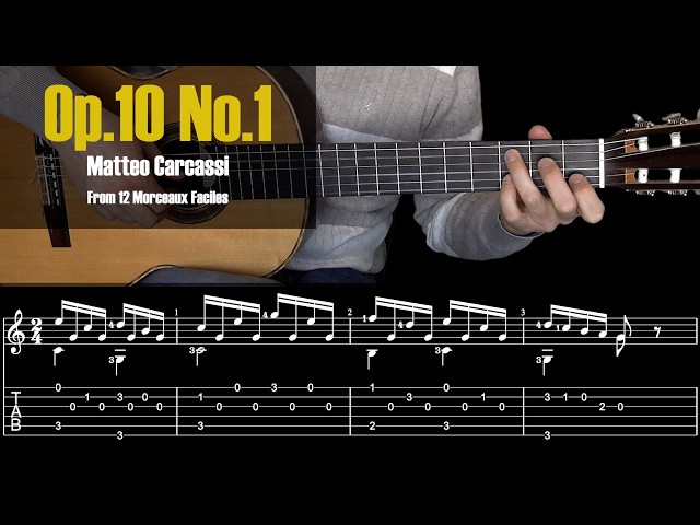Etude Op.10 No.1 - Matteo Carcassi. Classical Guitar Tutorial + TAB