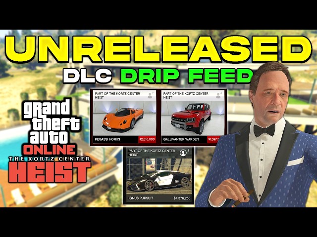 ALL UNRELEASED VEHICLES & EVENT COMING TO GTA ONLINE! (Kortz Center Heist DLC Drip Feed)